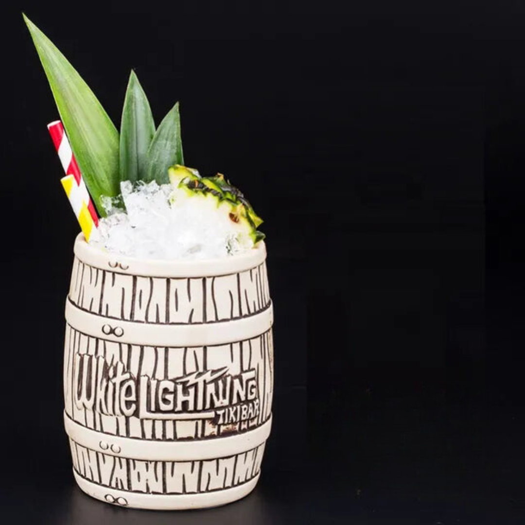 White Lightning Tiki Barrel Mug