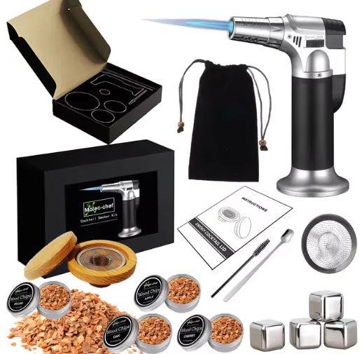 Cocktail Smoker Kit with 4 Wood Types & Torch