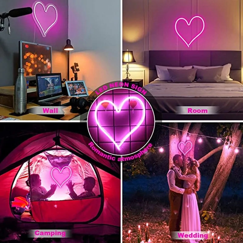 Glowin' Love: Heart-Shaped Neon Sign – 38cm, USB Powered